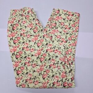 Vintage All Week‎ Long Floral Corduroy Pants Women Size 10 High Waisted Rose